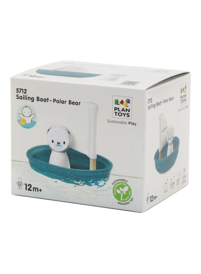 Wooden Sailing Boat Polar Bear 12x8.8x10.1cm