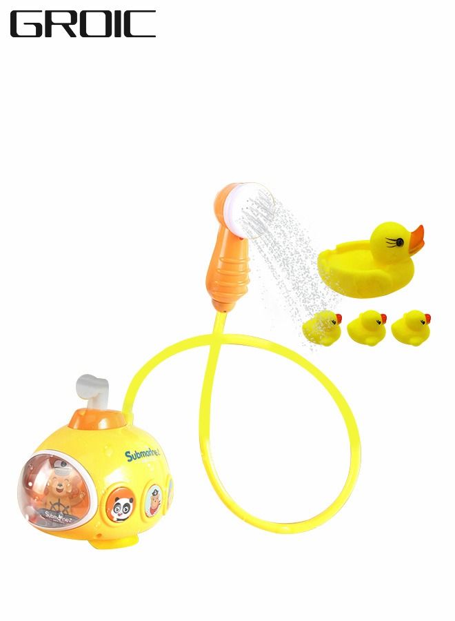Automatic Submarine Water Spray Bath Toy with 4pcs Floating Yellow Duck