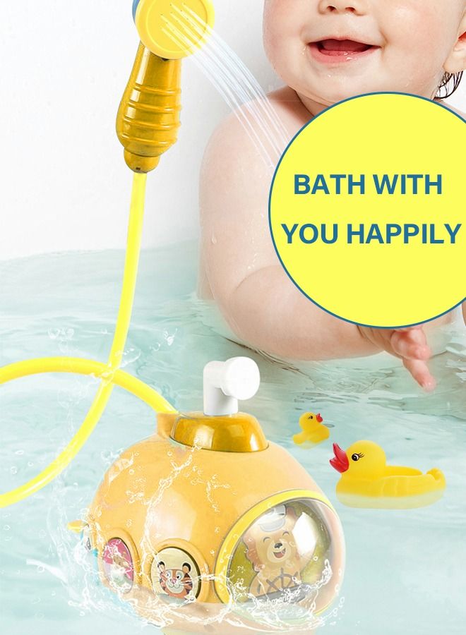 Automatic Submarine Water Spray Bath Toy with 4pcs Floating Yellow Duck