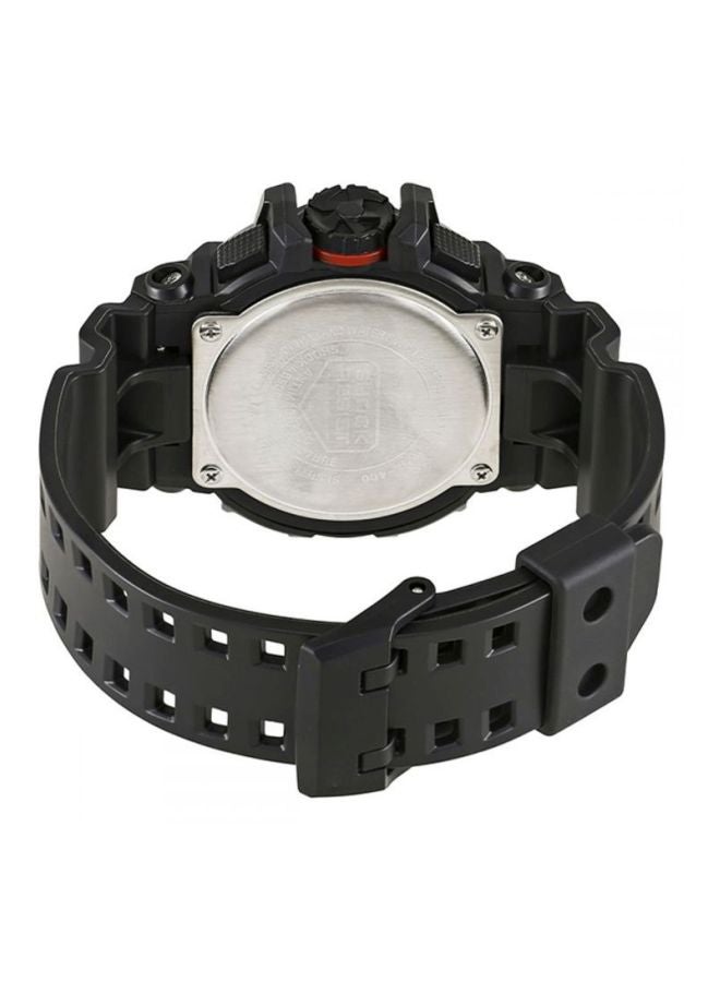 Men's Round Shape Rubber Strap Analog & Digital Wrist Watch 55 mm - Black - GA-400-1BDR