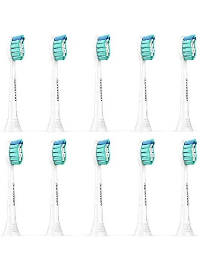 10-Piece Replacement Toothbrush Heads For Philips Sonicare White/Blue