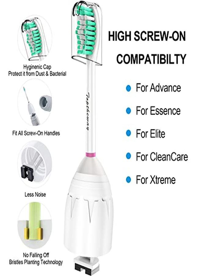 Replacement Brush Heads For Sonicare E-Series Essence Xtreme Elite Advance And Cleancare Screw-On Toothbrush Handles Hx7022/66, 6 Pack