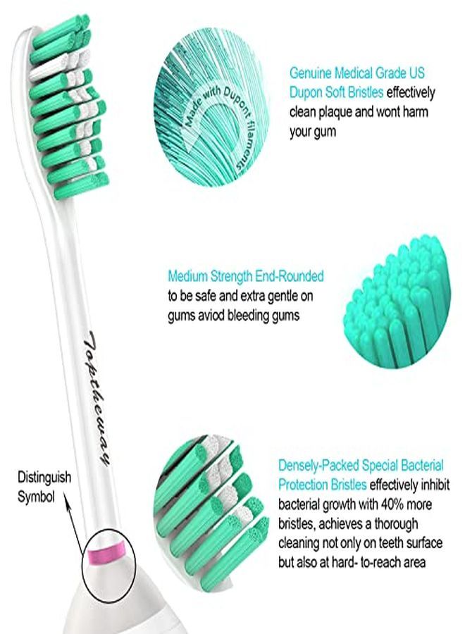 Replacement Brush Heads For Sonicare E-Series Essence Xtreme Elite Advance And Cleancare Screw-On Toothbrush Handles Hx7022/66, 6 Pack