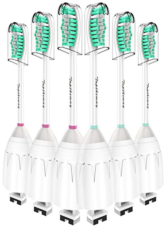 Replacement Brush Heads For Sonicare E-Series Essence Xtreme Elite Advance And Cleancare Screw-On Toothbrush Handles Hx7022/66, 6 Pack