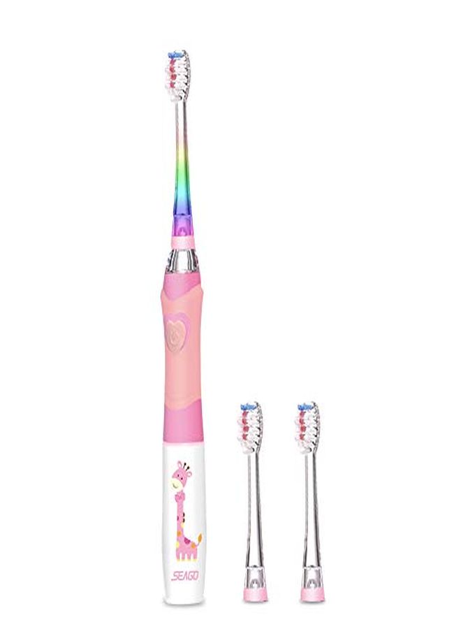 Electric Toothbrushes Sonic Toothbrush, Soft Battery Powered Tooth Brush With Smart Timer,Waterproof Replaceable Deep Clean For Kids(Age Of 3+)?Travel Toothbrush By Seago (977Pink)