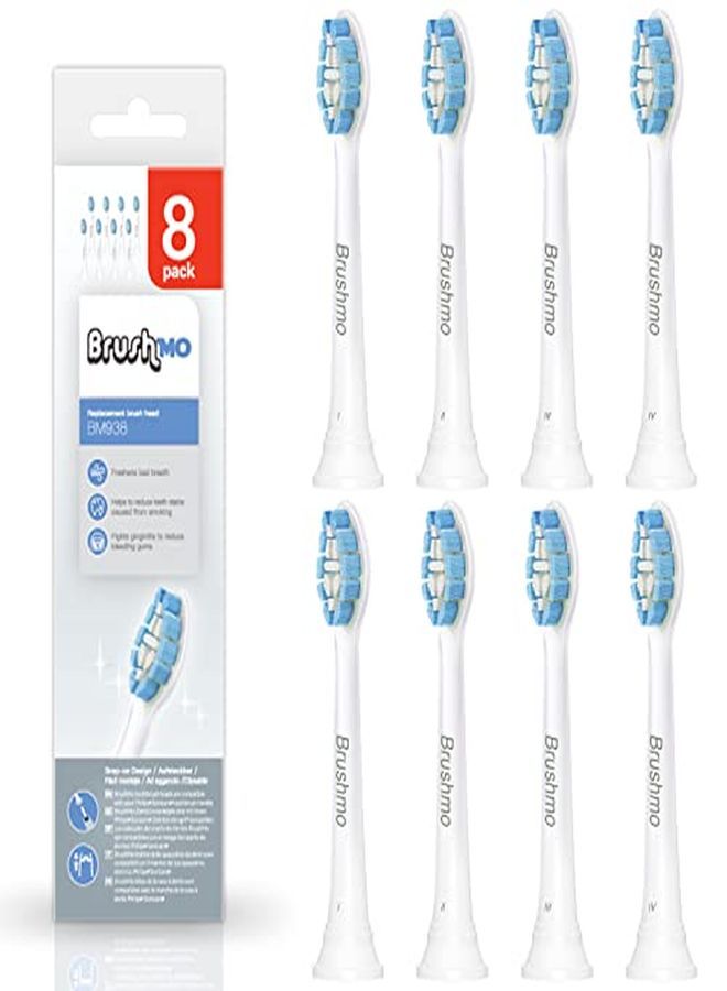 Replacement Toothbrush Heads Compatible With Philips Sonicare Optimal Gum Health Hx9033, White 8 Pack.