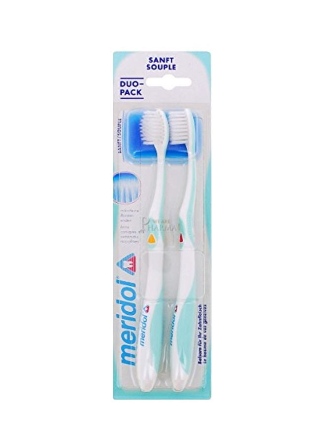 2-Piece Soft Toothbrush Set White/Blue