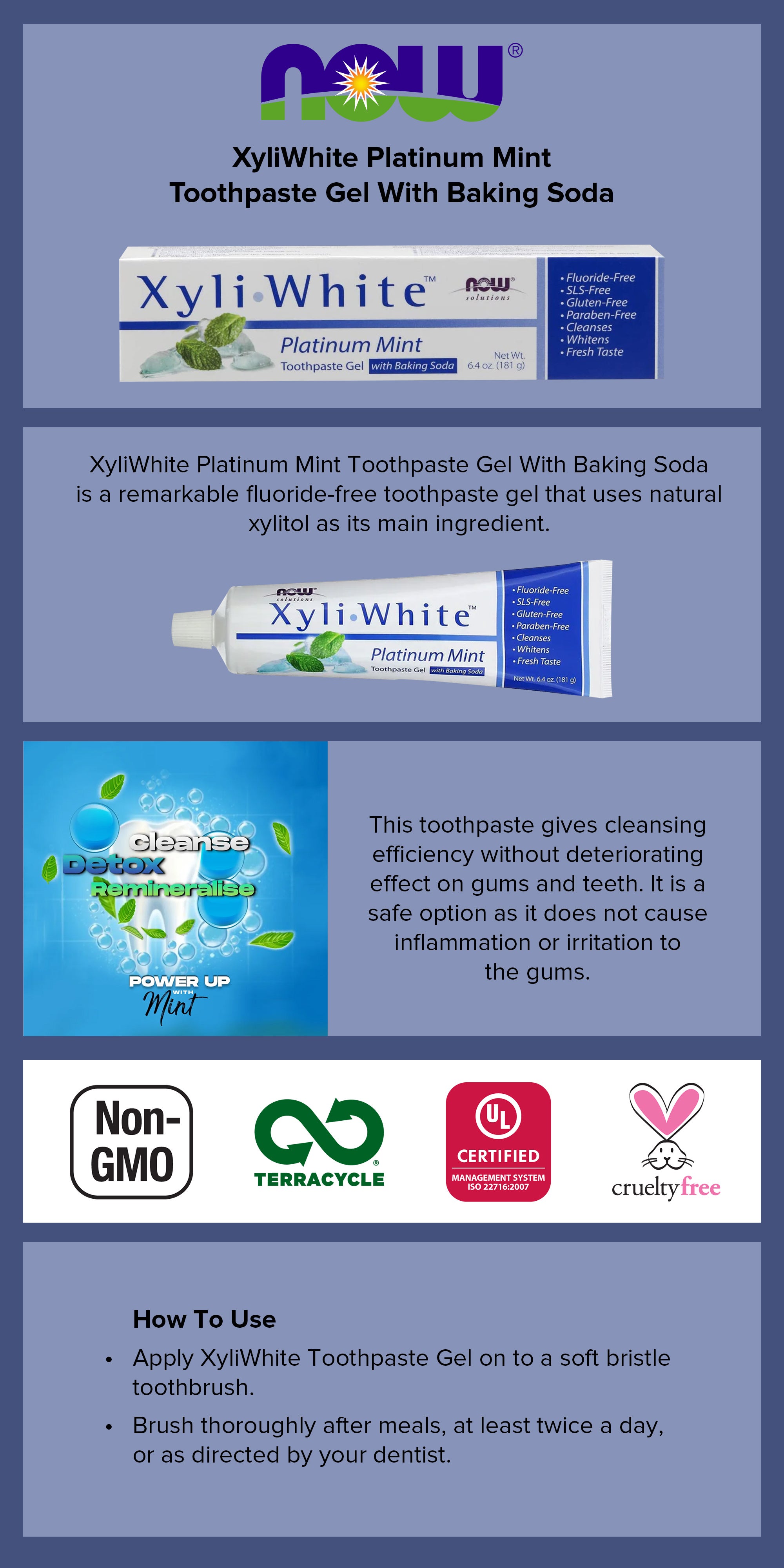 Pack Of 5 Xyliwhite Platinum Mint Toothpaste Gel 5 x 181grams