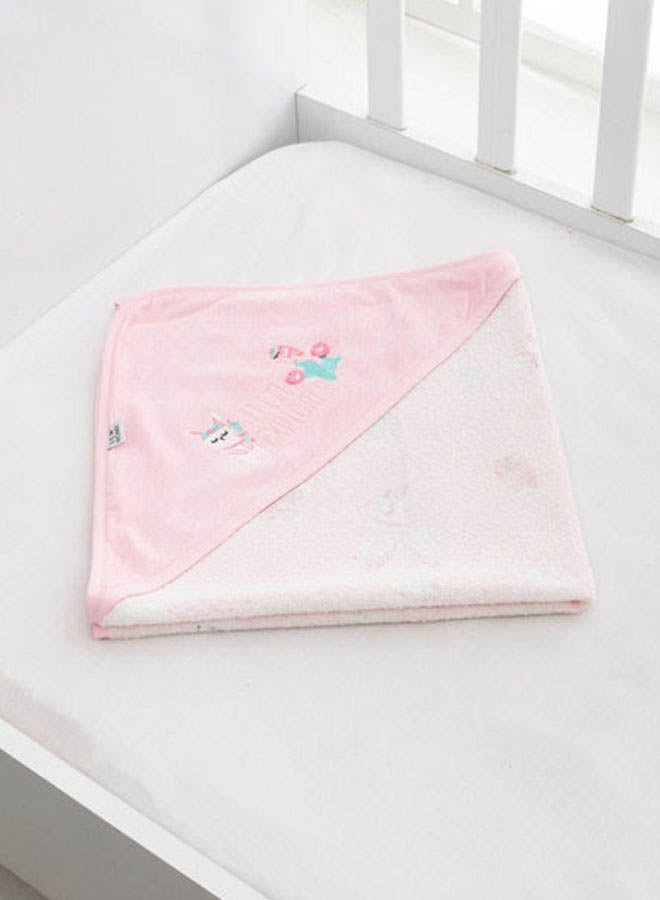 Printed Cotton Bath Towel White/Pink 75 x 75centimeter