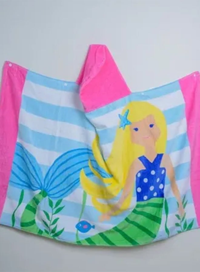 Mermaid Printed Hooded Cotton Towel Multicolour 127x76cm