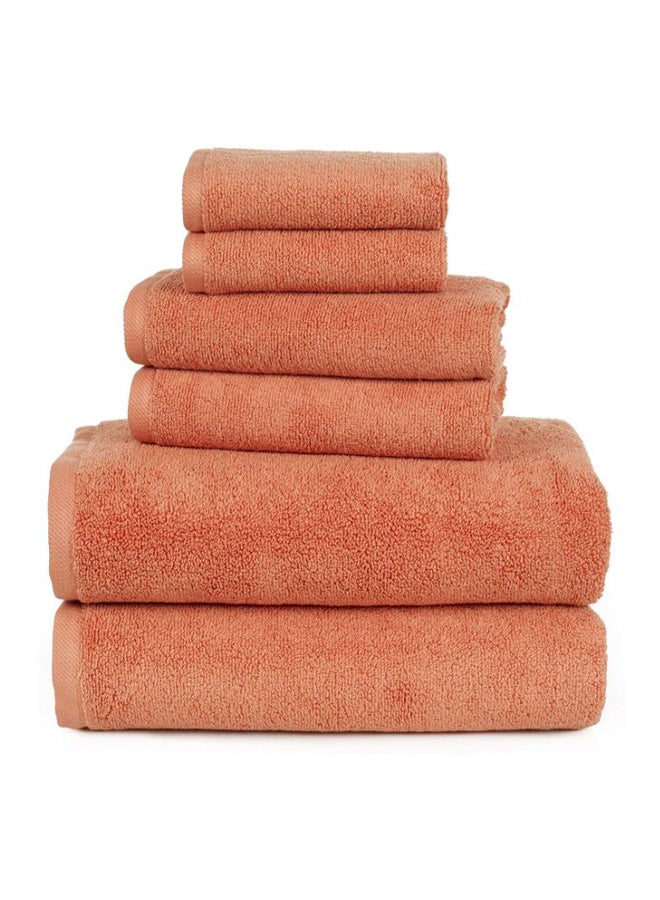 6-Piece Soft And Absorbent Cotton Towel Set Orange