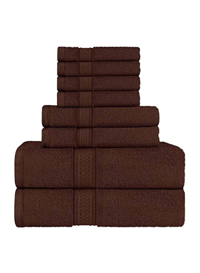 8-Piece Cotton Towel Set Dark Brown