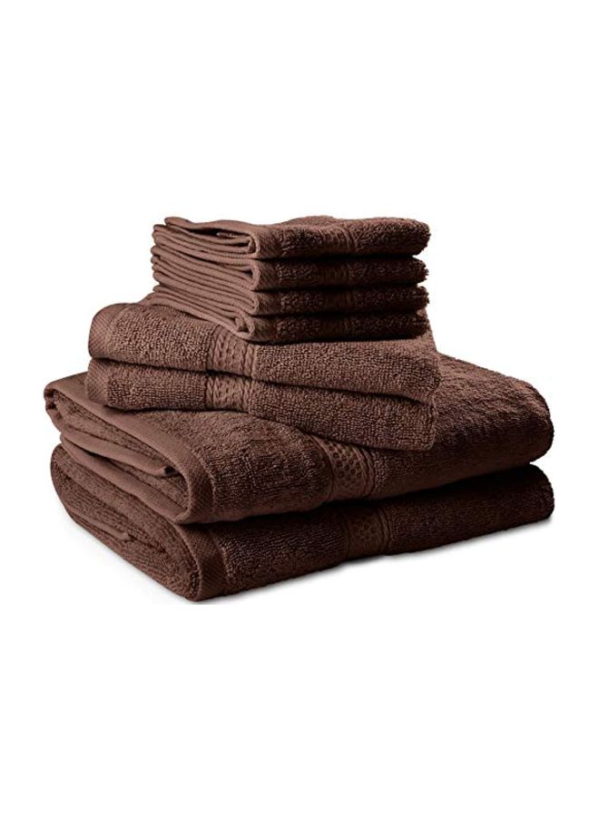 8-Piece Cotton Towel Set Dark Brown