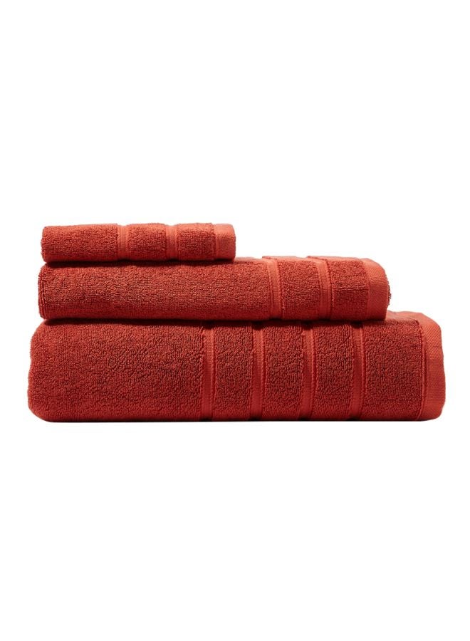 3-Piece Vision Collection Towel Set Includes 1xBath Towel 70x140cm, 1xHand Towel 50x90cm, 1xFace Towel Red 33cmx33cm