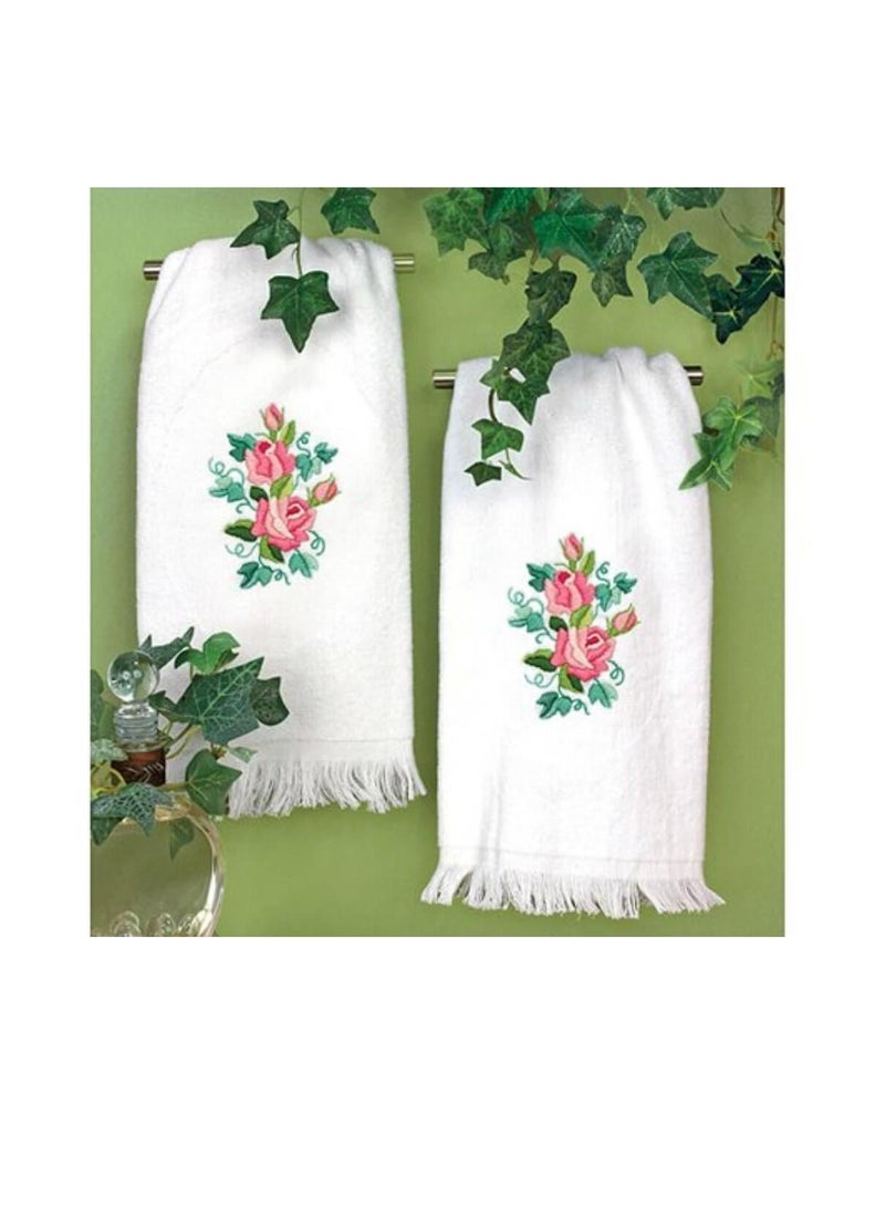Dimensions Stamped Embroidery Guest Towels 16inch x 26inch 2/Pkg Roses and Ivy