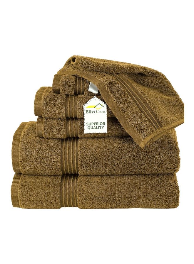 Bliss Casa 6-Piece Towel Set, 100% Combed Cotton 550 GSM Superior Quality, Quick Dry Highly Absorbent Thick Bathroom Soft Hotel Towels for Bath And Spa, Towel Set Includes 2 Bath Towels (70x140 cm), 2 Hand Towels (40x70 cm), 2 Washcloths (30x30 cm) Beige 70x140cm