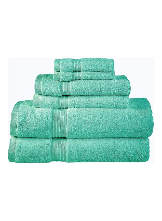 6-Piece 100% Combed Cotton  550 GSM Quick Dry Highly Absorbent Thick Bathroom Soft Hotel Quality For Bath And Spa Towel Set Includes 2xBath Towels (70x140 cm), 2xHand Towels (40x70 cm), 2xWashcloths (30x30 cm) Mint 70x140cm
