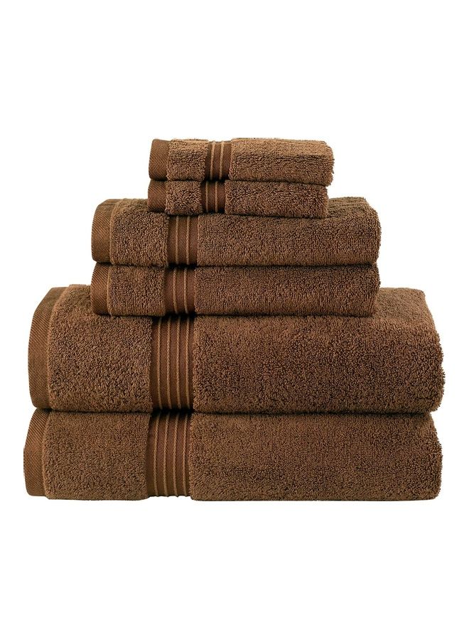 Bliss Casa 6-Piece Towel Set, 100% Combed Cotton 550 GSM Superior Quality, Quick Dry Highly Absorbent Thick Bathroom Soft Hotel Towels for Bath And Spa, Towel Set Includes 2 Bath Towels (70x140 cm), 2 Hand Towels (40x70 cm), 2 Washcloths (30x30 cm) Brown 70x140cm