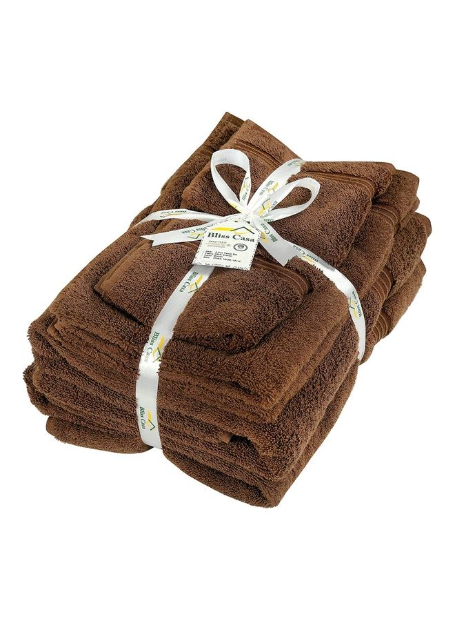 Bliss Casa 6-Piece Towel Set, 100% Combed Cotton 550 GSM Superior Quality, Quick Dry Highly Absorbent Thick Bathroom Soft Hotel Towels for Bath And Spa, Towel Set Includes 2 Bath Towels (70x140 cm), 2 Hand Towels (40x70 cm), 2 Washcloths (30x30 cm) Brown 70x140cm