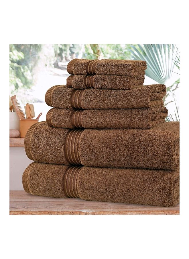 Bliss Casa 6-Piece Towel Set, 100% Combed Cotton 550 GSM Superior Quality, Quick Dry Highly Absorbent Thick Bathroom Soft Hotel Towels for Bath And Spa, Towel Set Includes 2 Bath Towels (70x140 cm), 2 Hand Towels (40x70 cm), 2 Washcloths (30x30 cm) Brown 70x140cm