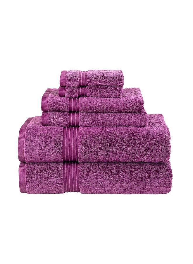 6-Piece 100% Combed Cotton  550 GSM Quick Dry Highly Absorbent Thick Bathroom Soft Hotel Quality For Bath And Spa Towel Set Includes 2xBath Towels (70x140 cm), 2xHand Towels (40x70 cm), 2xWashcloths (30x30 cm) Purple 70x140cm