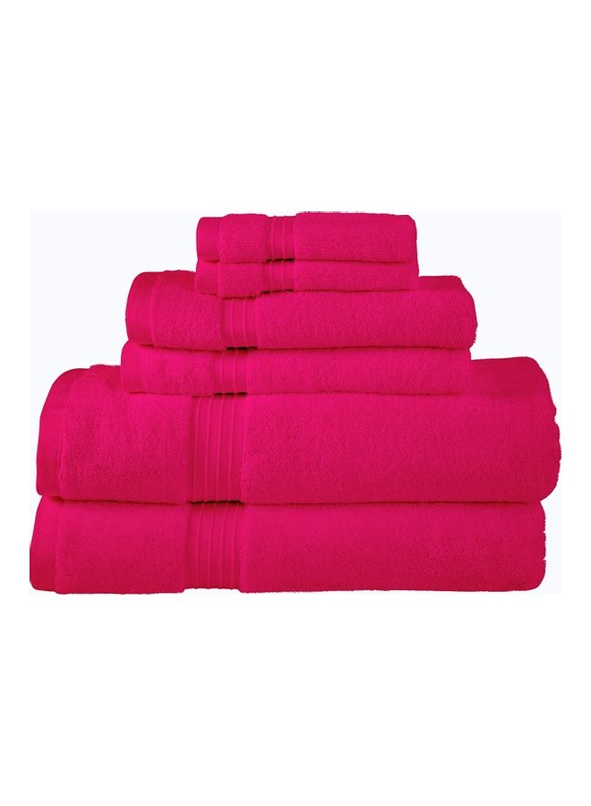 6-Piece 100% Combed Cotton 550 GSM Quick Dry Highly Absorbent Thick Soft Hotel Quality For Bath And Spa Towel Set Includes 2xBath Towels , 2xHand Towels 40x70 cm, 2xWashcloths Pink 70x140cm
