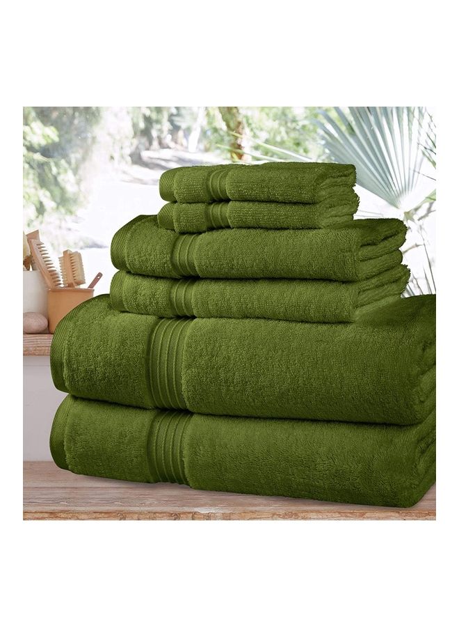 Bliss Casa 6-Piece Towel Set, 100% Combed Cotton 550 GSM Superior Quality, Quick Dry Highly Absorbent Thick Bathroom Soft Hotel Towels for Bath And Spa, Towel Set Includes 2 Bath Towels (70x140 cm), 2 Hand Towels (40x70 cm), 2 Washcloths (30x30 cm) Army Green 70x140cm