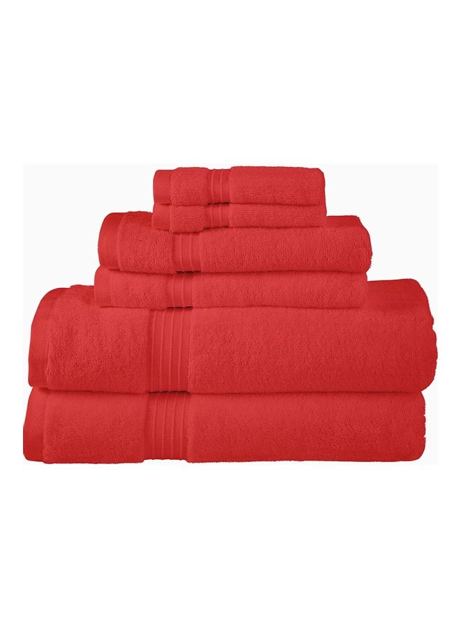 6-Piece 100% Combed Cotton  550 GSM Quick Dry Highly Absorbent Thick Bathroom Soft Hotel Quality For Bath And Spa Towel Set Includes 2xBath Towels (70x140 cm), 2xHand Towels (40x70 cm), 2xWashcloths (30x30 cm) Red 70x140cm