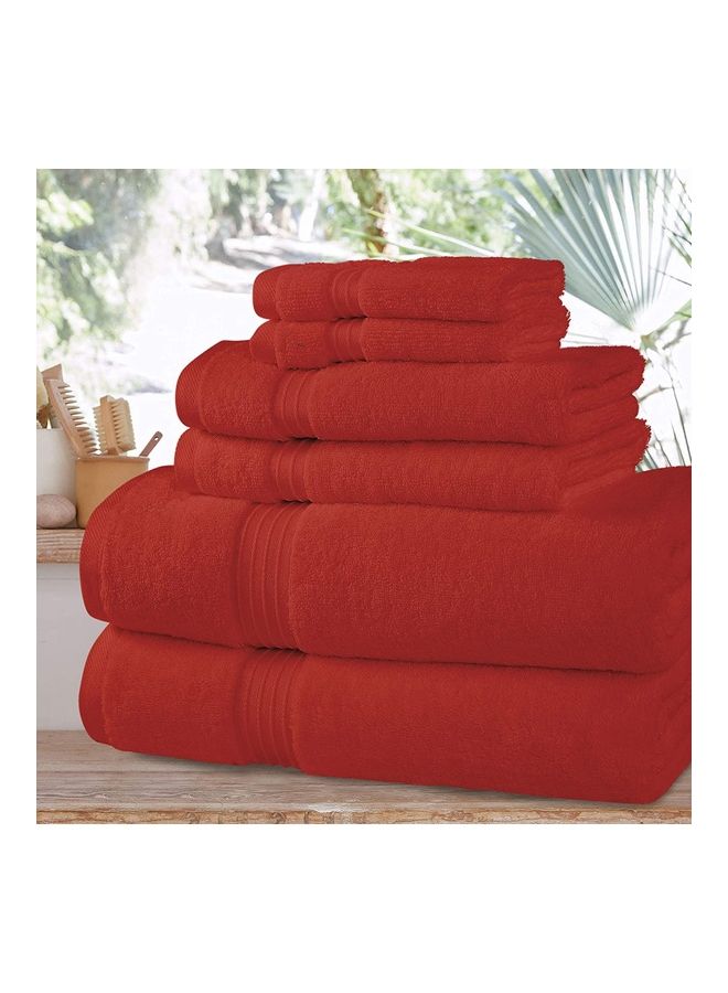 6-Piece 100% Combed Cotton  550 GSM Quick Dry Highly Absorbent Thick Bathroom Soft Hotel Quality For Bath And Spa Towel Set Includes 2xBath Towels (70x140 cm), 2xHand Towels (40x70 cm), 2xWashcloths (30x30 cm) Red 70x140cm