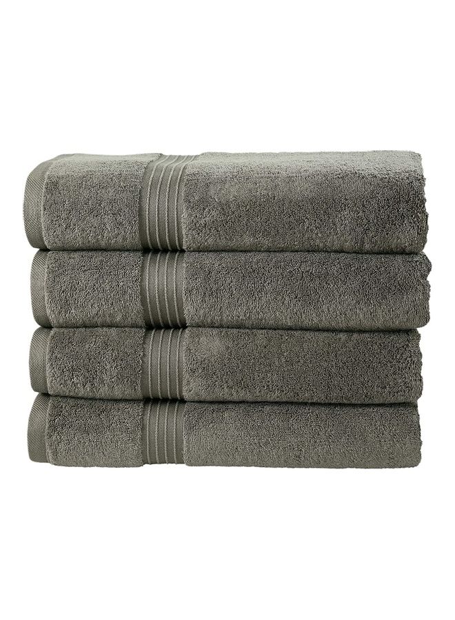 4-Piece 100% Combed Cotton 550 GSM Quick Dry Highly Absorbent Thick Soft Hotel Quality For Bath And Spa Bathroom Towel Set Grey 70x140cm