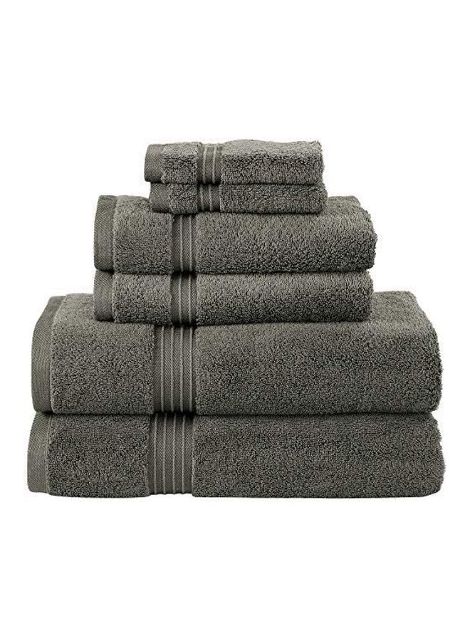 Bliss Casa 6-Piece Towel Set, 100% Combed Cotton 550 GSM Superior Quality, Quick Dry Highly Absorbent Thick Bathroom Soft Hotel Towels for Bath And Spa, Towel Set Includes 2 Bath Towels (70x140 cm), 2 Hand Towels (40x70 cm), 2 Washcloths (30x30 cm) Grey 70x140cm