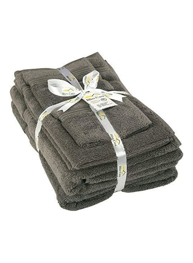 Bliss Casa 6-Piece Towel Set, 100% Combed Cotton 550 GSM Superior Quality, Quick Dry Highly Absorbent Thick Bathroom Soft Hotel Towels for Bath And Spa, Towel Set Includes 2 Bath Towels (70x140 cm), 2 Hand Towels (40x70 cm), 2 Washcloths (30x30 cm) Grey 70x140cm