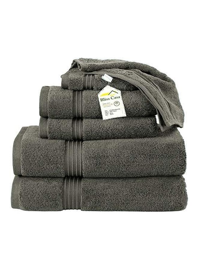 Bliss Casa 6-Piece Towel Set, 100% Combed Cotton 550 GSM Superior Quality, Quick Dry Highly Absorbent Thick Bathroom Soft Hotel Towels for Bath And Spa, Towel Set Includes 2 Bath Towels (70x140 cm), 2 Hand Towels (40x70 cm), 2 Washcloths (30x30 cm) Grey 70x140cm