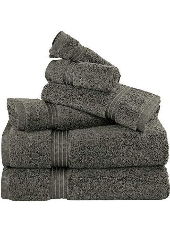 Bliss Casa 6-Piece Towel Set, 100% Combed Cotton 550 GSM Superior Quality, Quick Dry Highly Absorbent Thick Bathroom Soft Hotel Towels for Bath And Spa, Towel Set Includes 2 Bath Towels (70x140 cm), 2 Hand Towels (40x70 cm), 2 Washcloths (30x30 cm) Grey 70x140cm