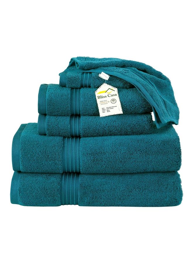 Bliss Casa 6-Piece Towel Set, 100% Combed Cotton 550 GSM Superior Quality, Quick Dry Highly Absorbent Thick Bathroom Soft Hotel Towels for Bath And Spa, Towel Set Includes 2 Bath Towels (70x140 cm), 2 Hand Towels (40x70 cm), 2 Washcloths (30x30 cm) Navy 70x140cm