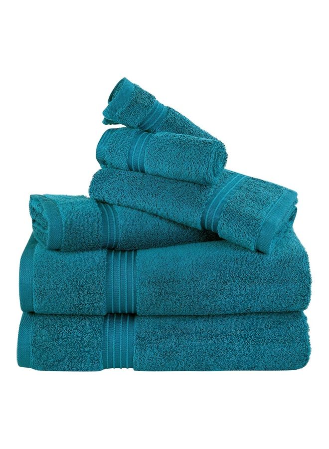 Bliss Casa 6-Piece Towel Set, 100% Combed Cotton 550 GSM Superior Quality, Quick Dry Highly Absorbent Thick Bathroom Soft Hotel Towels for Bath And Spa, Towel Set Includes 2 Bath Towels (70x140 cm), 2 Hand Towels (40x70 cm), 2 Washcloths (30x30 cm) Navy 70x140cm