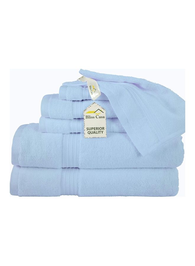 Bliss Casa 6-Piece Towel Set, 100% Combed Cotton 550 GSM Superior Quality, Quick Dry Highly Absorbent Thick Bathroom Soft Hotel Towels for Bath And Spa, Towel Set Includes 2 Bath Towels (70x140 cm), 2 Hand Towels (40x70 cm), 2 Washcloths (30x30 cm) Blue 70x140cm