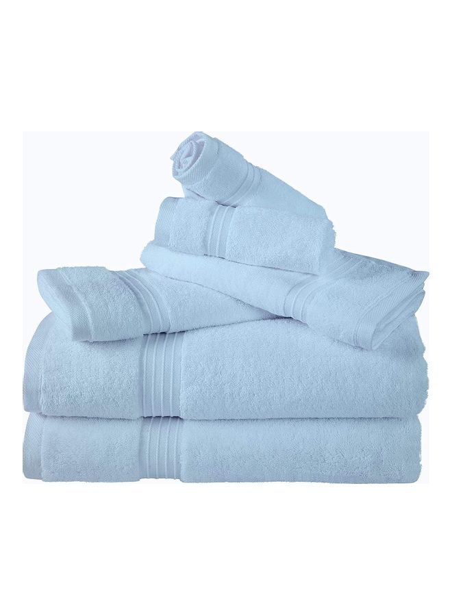 Bliss Casa 6-Piece Towel Set, 100% Combed Cotton 550 GSM Superior Quality, Quick Dry Highly Absorbent Thick Bathroom Soft Hotel Towels for Bath And Spa, Towel Set Includes 2 Bath Towels (70x140 cm), 2 Hand Towels (40x70 cm), 2 Washcloths (30x30 cm) Blue 70x140cm