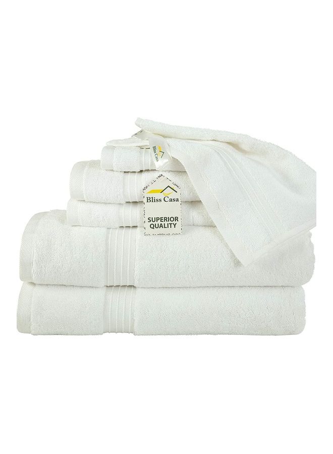 Bliss Casa 6-Piece Towel Set, 100% Combed Cotton 550 GSM Superior Quality, Quick Dry Highly Absorbent Thick Bathroom Soft Hotel Towels for Bath And Spa, Towel Set Includes 2 Bath Towels (70x140 cm), 2 Hand Towels (40x70 cm), 2 Washcloths (30x30 cm) White 70x140cm