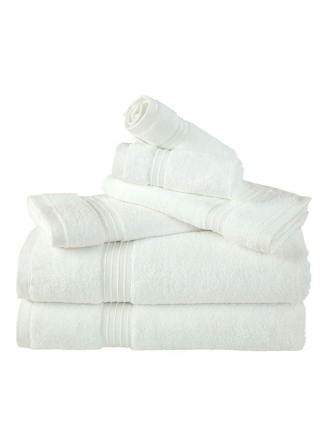 Bliss Casa 6-Piece Towel Set, 100% Combed Cotton 550 GSM Superior Quality, Quick Dry Highly Absorbent Thick Bathroom Soft Hotel Towels for Bath And Spa, Towel Set Includes 2 Bath Towels (70x140 cm), 2 Hand Towels (40x70 cm), 2 Washcloths (30x30 cm) White 70x140cm