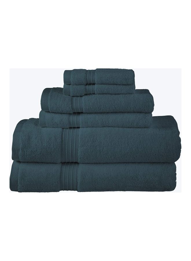 6-Piece 100% Combed Cotton  550 GSM Quick Dry Highly Absorbent Thick Bathroom Soft Hotel Quality For Bath And Spa Towel Set Includes 2xBath Towels (70x140 cm), 2xHand Towels (40x70 cm), 2xWashcloths (30x30 cm) Navy Blue 70x140cm