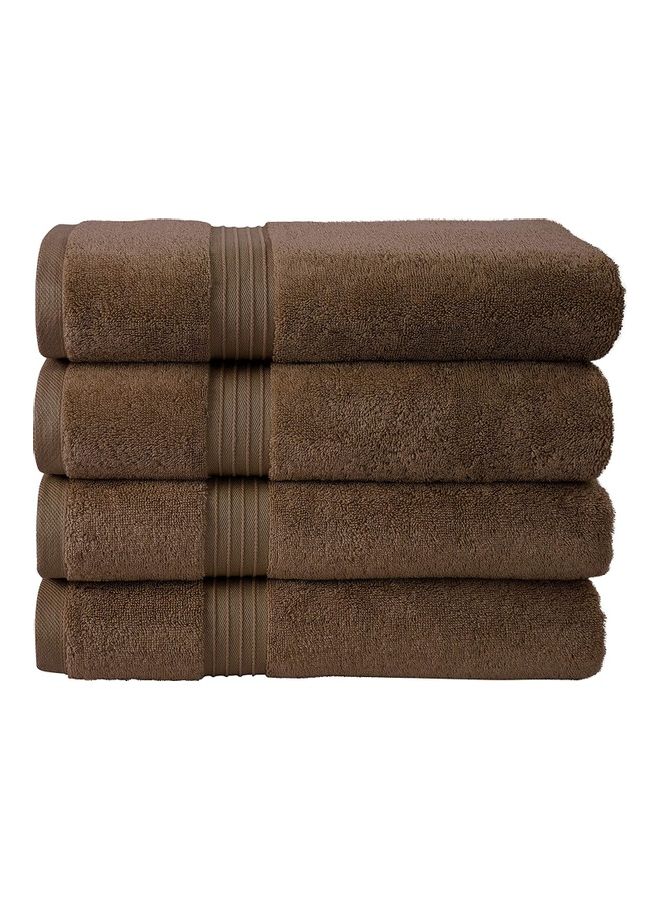 Bliss Casa 4-Piece Bath Towels, 100% Combed Cotton 550 GSM Superior Quality, Quick Dry Highly Absorbent Thick Soft Hotel Towles for Bath And Spa Bathroom Towel Set Brown 70x140cm Brown 70x140cm