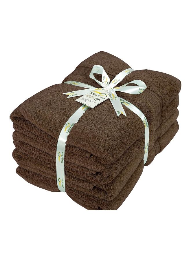 Bliss Casa 4-Piece Bath Towels, 100% Combed Cotton 550 GSM Superior Quality, Quick Dry Highly Absorbent Thick Soft Hotel Towles for Bath And Spa Bathroom Towel Set Brown 70x140cm Brown 70x140cm