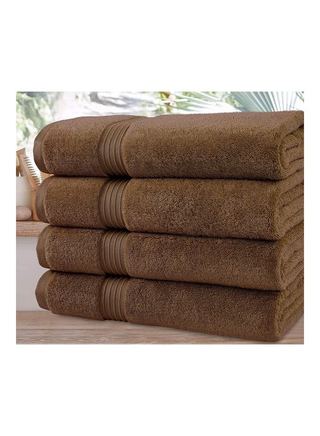 Bliss Casa 4-Piece Bath Towels, 100% Combed Cotton 550 GSM Superior Quality, Quick Dry Highly Absorbent Thick Soft Hotel Towles for Bath And Spa Bathroom Towel Set Brown 70x140cm Brown 70x140cm