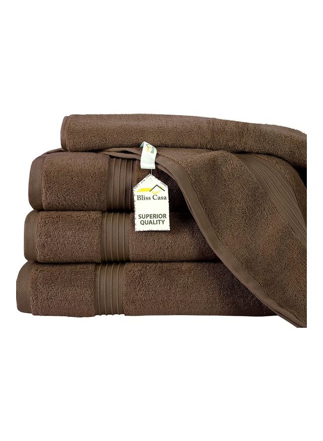 Bliss Casa 4-Piece Bath Towels, 100% Combed Cotton 550 GSM Superior Quality, Quick Dry Highly Absorbent Thick Soft Hotel Towles for Bath And Spa Bathroom Towel Set Brown 70x140cm Brown 70x140cm