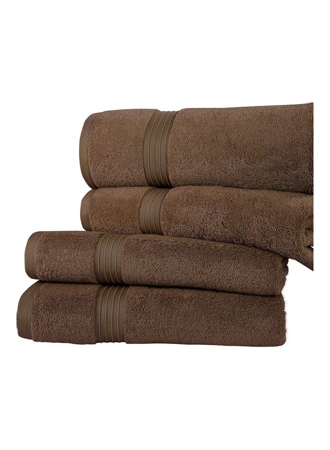 Bliss Casa 4-Piece Bath Towels, 100% Combed Cotton 550 GSM Superior Quality, Quick Dry Highly Absorbent Thick Soft Hotel Towles for Bath And Spa Bathroom Towel Set Brown 70x140cm Brown 70x140cm