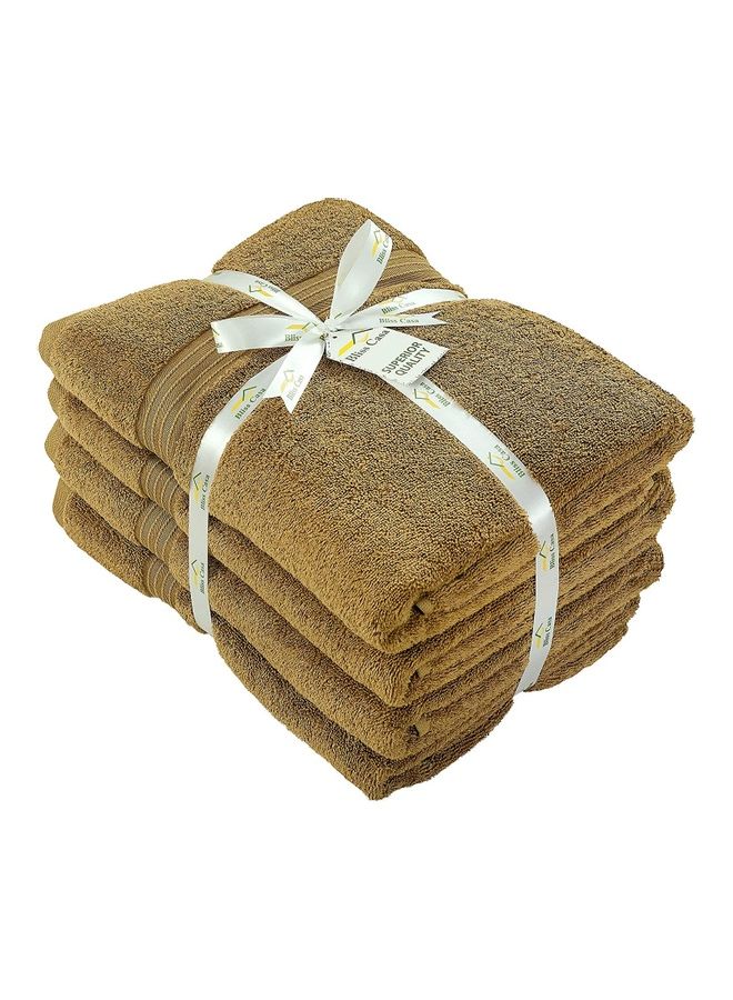 Bliss Casa 4-Piece Bath Towels, 100% Combed Cotton 550 GSM Superior Quality, Quick Dry Highly Absorbent Thick Soft Hotel Towles for Bath And Spa Bathroom Towel Set Beige 70x140cm Beige 70x140cm