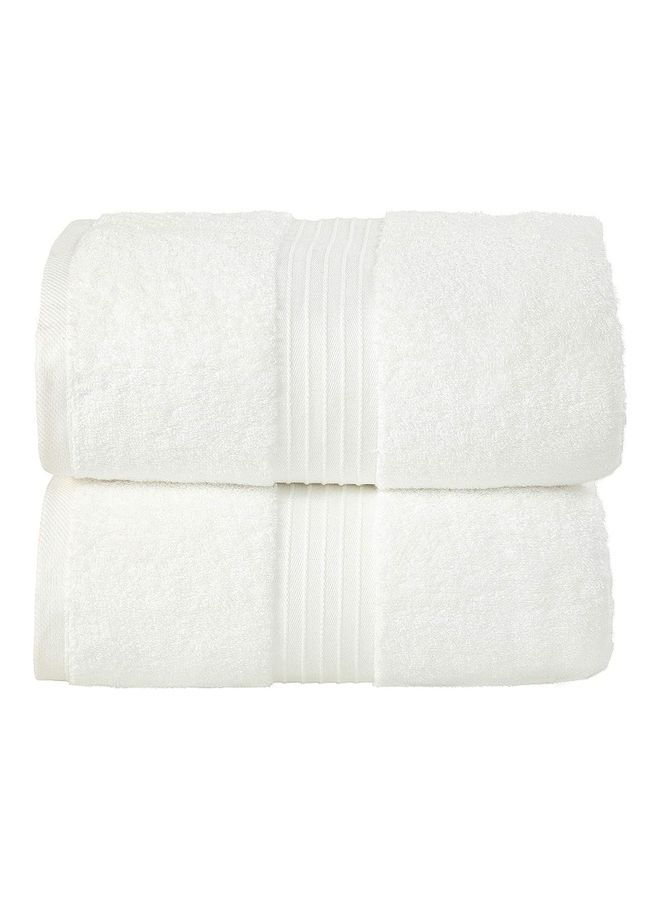 2-Piece 100% Combed Cotton 550 GSM Quick Dry Highly Absorbent Thick Bathroom Soft Hotel Quality for Bath and Spa Towels Bath Sheet Set White 80x190cm