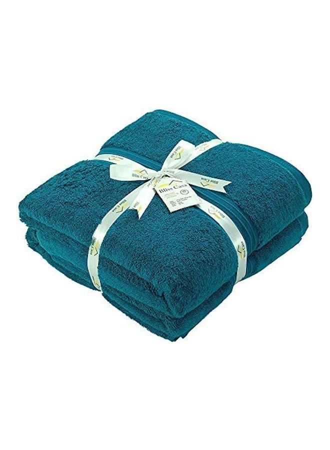 Bliss Casa 2-Piece Bath Sheets, 100% Combed Cotton 550 GSM Superior Quality Towels, Quick Dry Highly Absorbent, Thick, Soft and Hotel Bathroom Towels for Bath and Spa 90x180 cm Navy 80x190cm