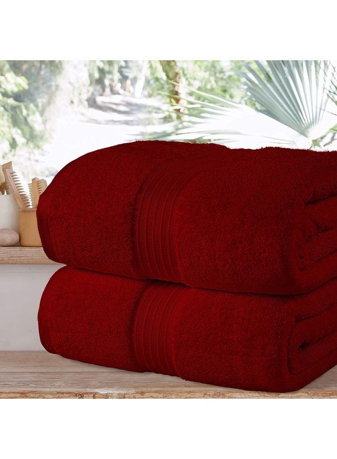 Bliss Casa 2-Piece Bath Sheets, 100% Combed Cotton 550 GSM Superior Quality Towels, Quick Dry Highly Absorbent, Thick, Soft and Hotel Bathroom Towels for Bath and Spa 35x70 inch Burgundy 35x70cm